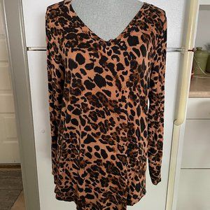 Zenana Leopard Tunic Long Sleeve